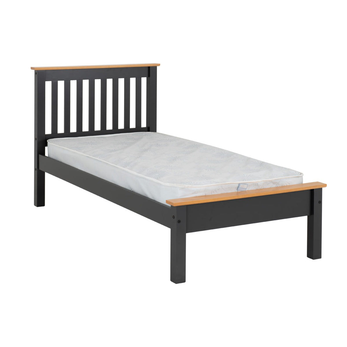 Monaco 3FT Bed Low Foot End - Grey/Oak Effect Home Done