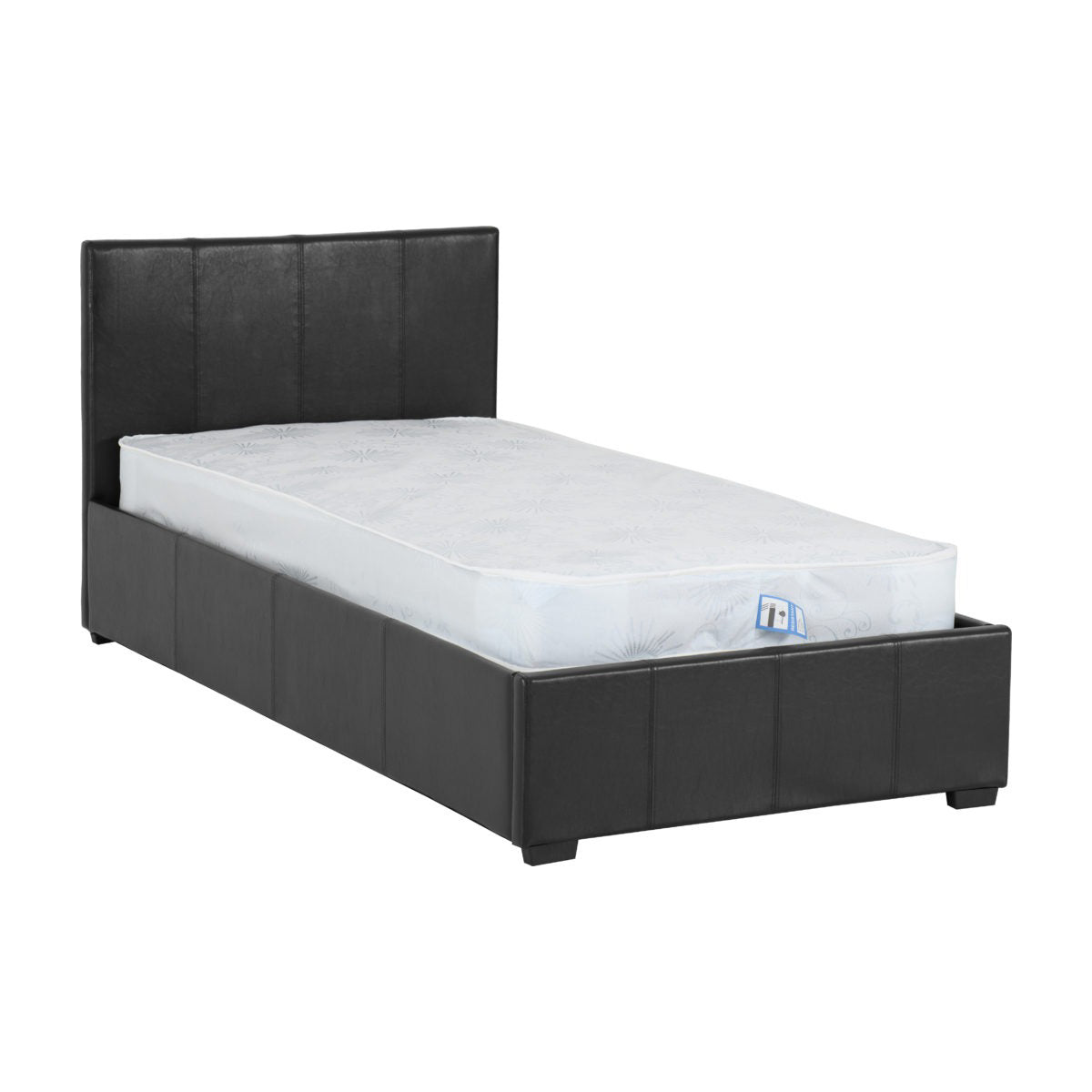 Waverley 3FT Storage Bed - Black Faux Leather