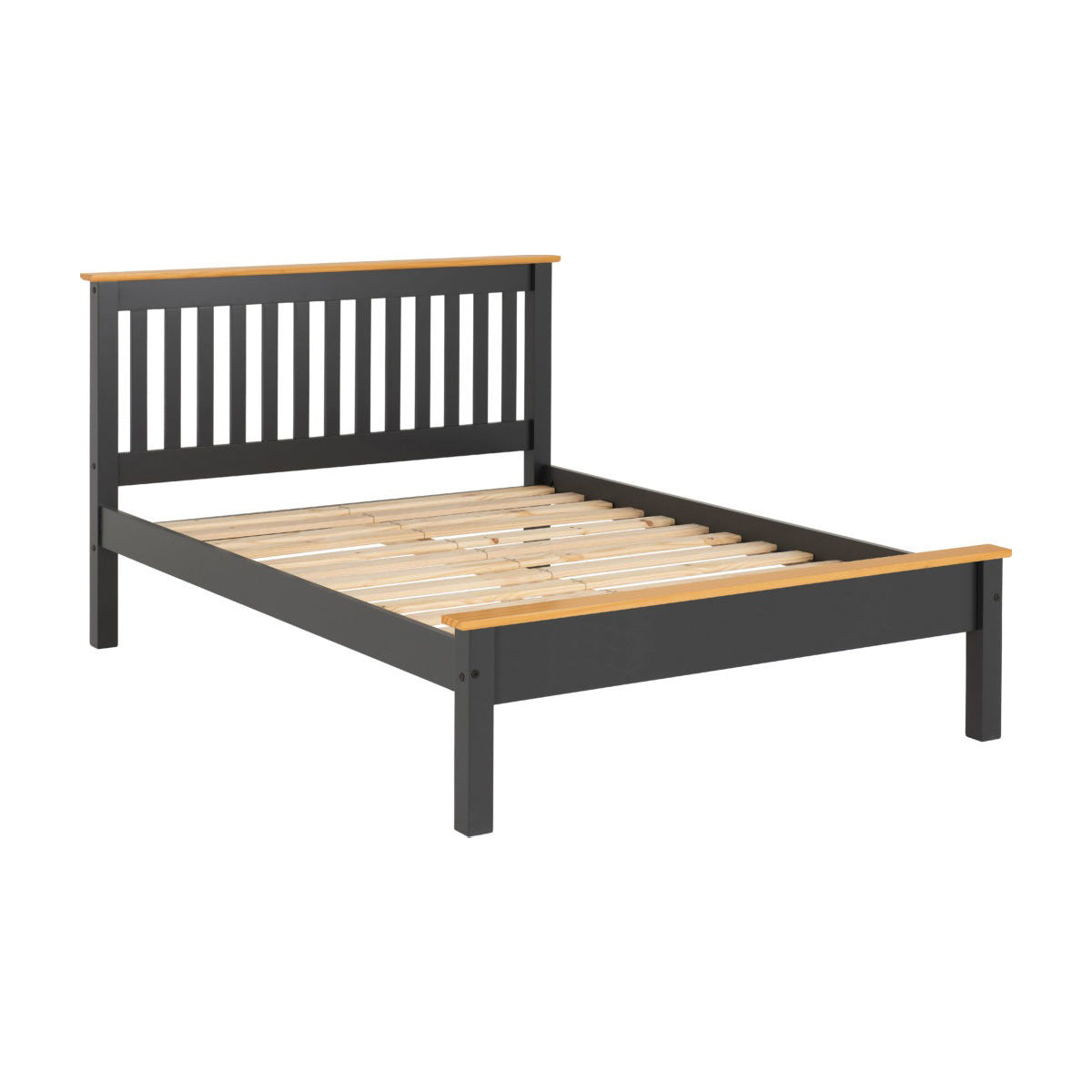 Monaco 5FT Bed Low Foot End - Grey/Oak Effect