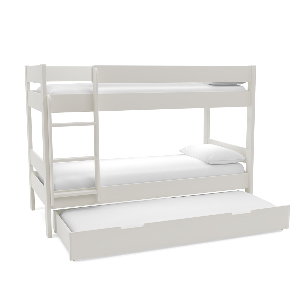 Compact Bunk Bed With Trundle Drawer And Trundle Mattress White