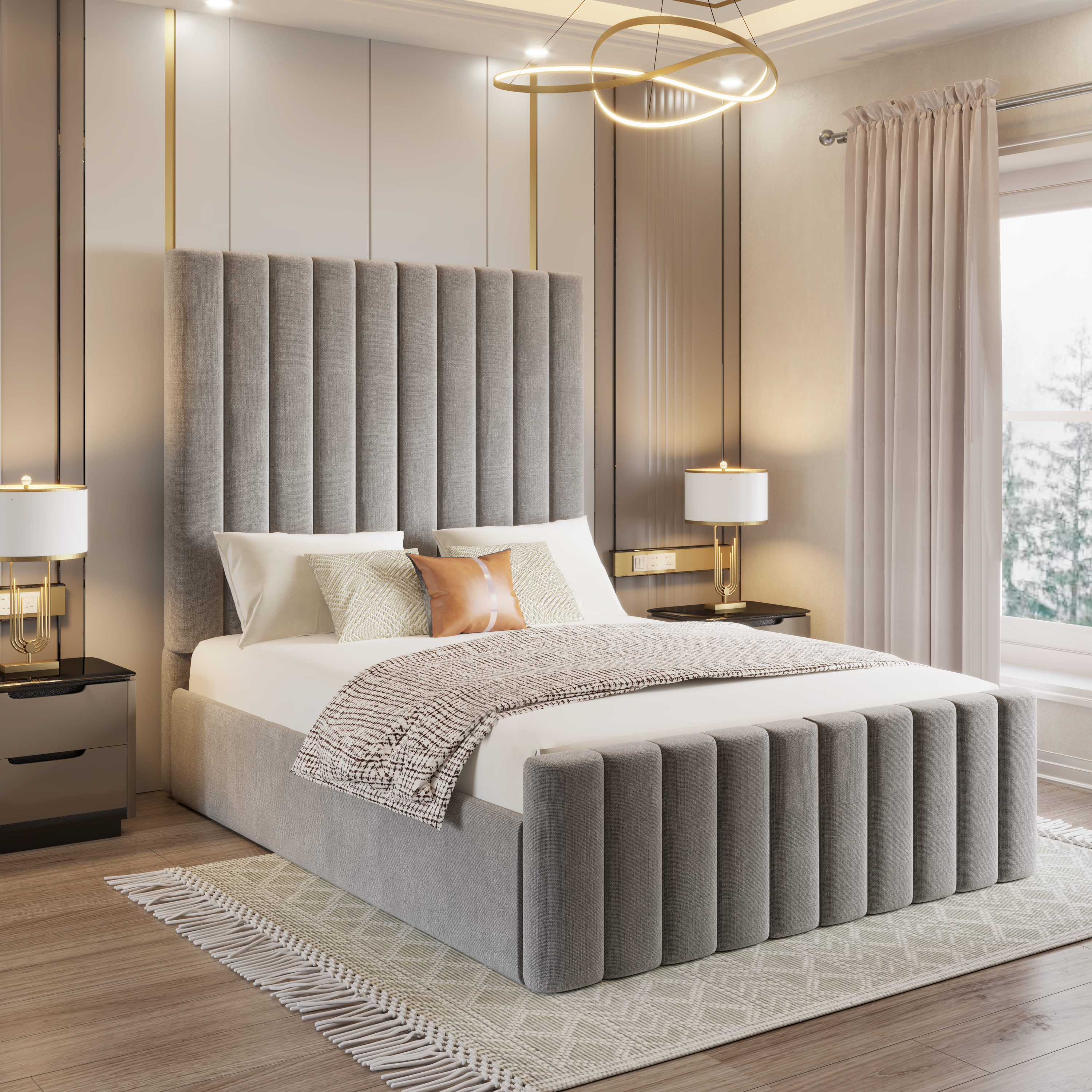 Indigo Bedframe Ottoman