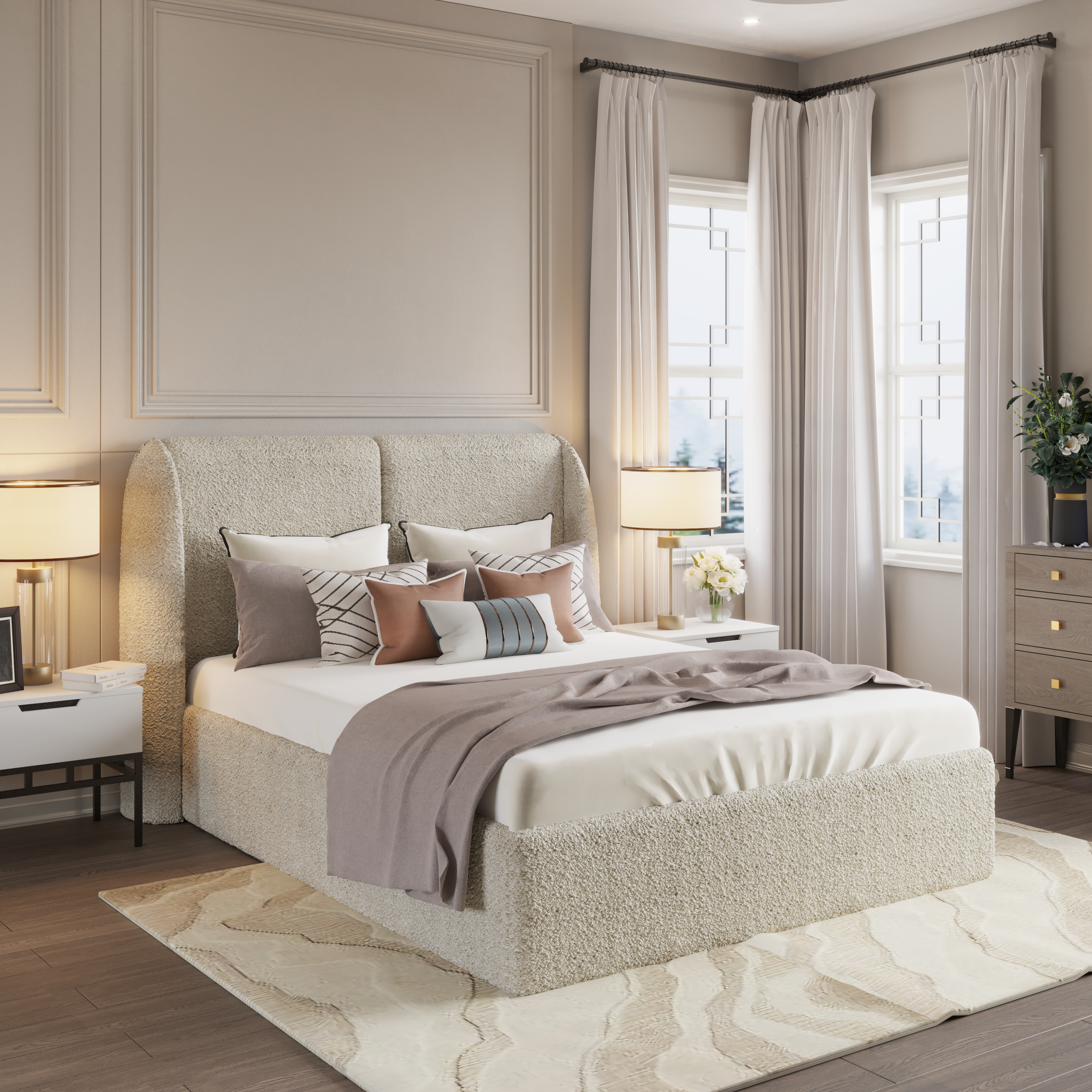Pebble Bedframe Ottoman