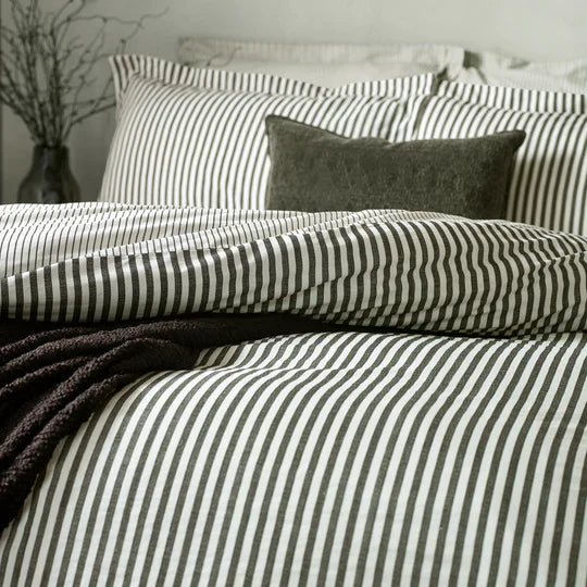 Yard Hebden Mélange Stripe 100% Cotton Duvet Cover Set Black