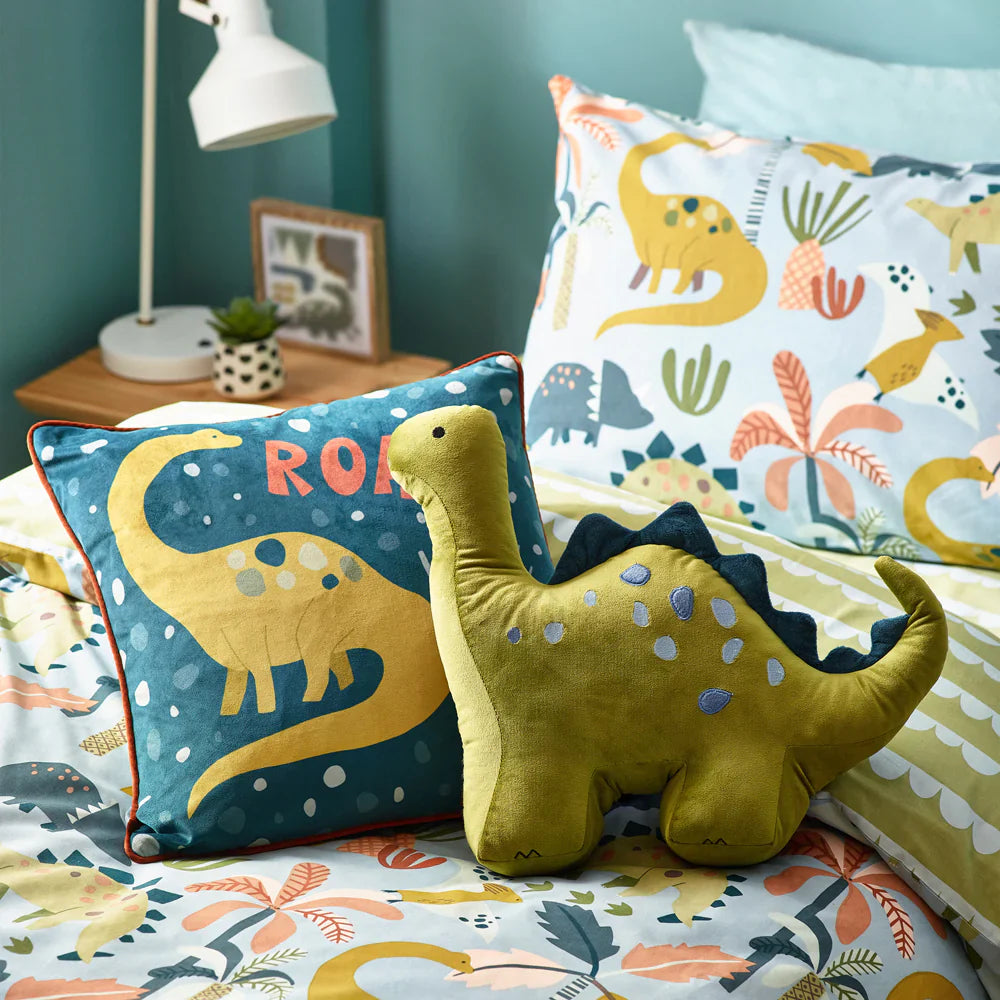 Little Dinos Scandi Duvet Cover Set Blue/Green - Single