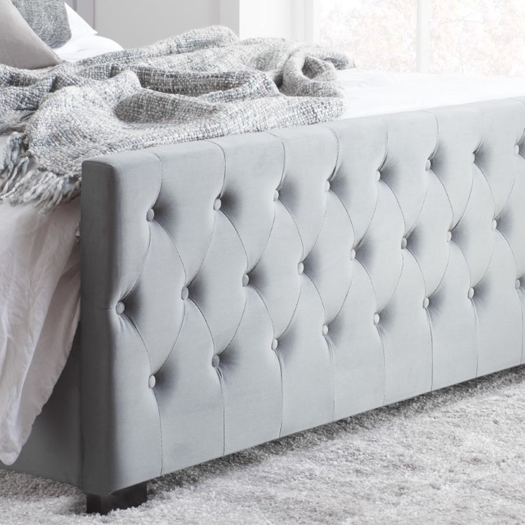 Marquis Fabric Bed Grey Velvet