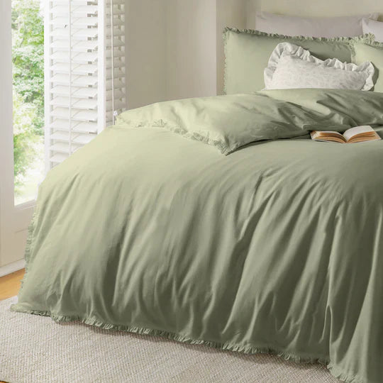 Tilly 100% Cotton Ruffle Duvet Cover Set - Double
