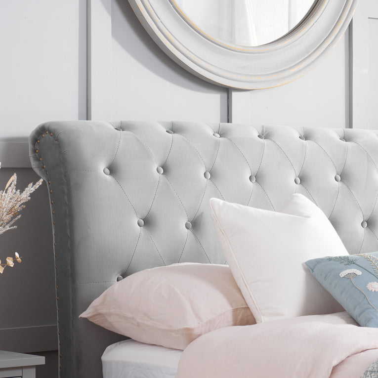 Opulence Fabric Bed Grey Velvet
