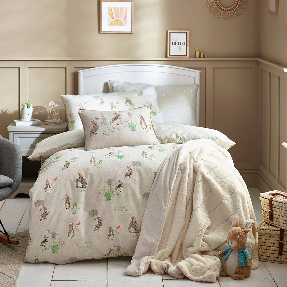 Classic Peter Rabbit™ 100% Cotton Duvet Cover Set Natural - Single
