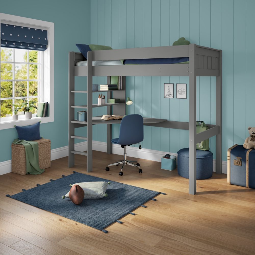 New Classic High sleeper With Integrated Desk And Shelving Grey