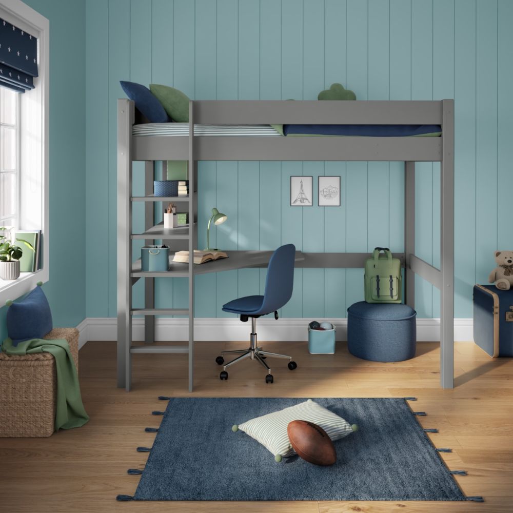 New Classic High sleeper With Integrated Desk And Shelving Grey
