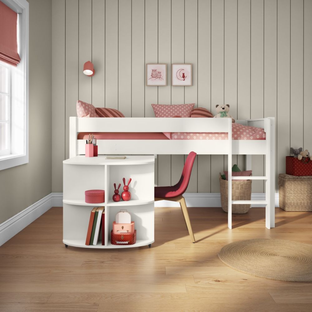 New Classic Midsleeper With Pull Out Desk White