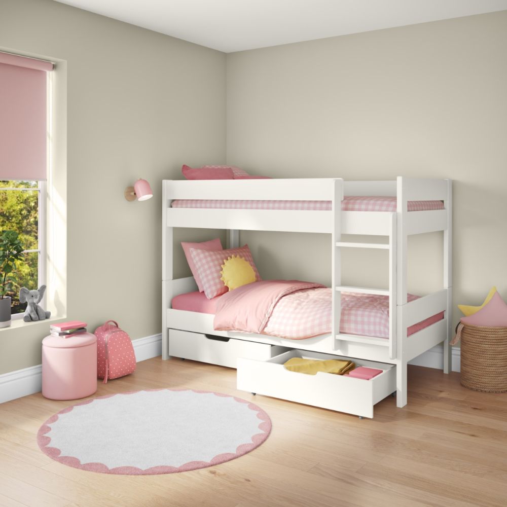 Compact Bunk Bed With A Pair Of Drawers White