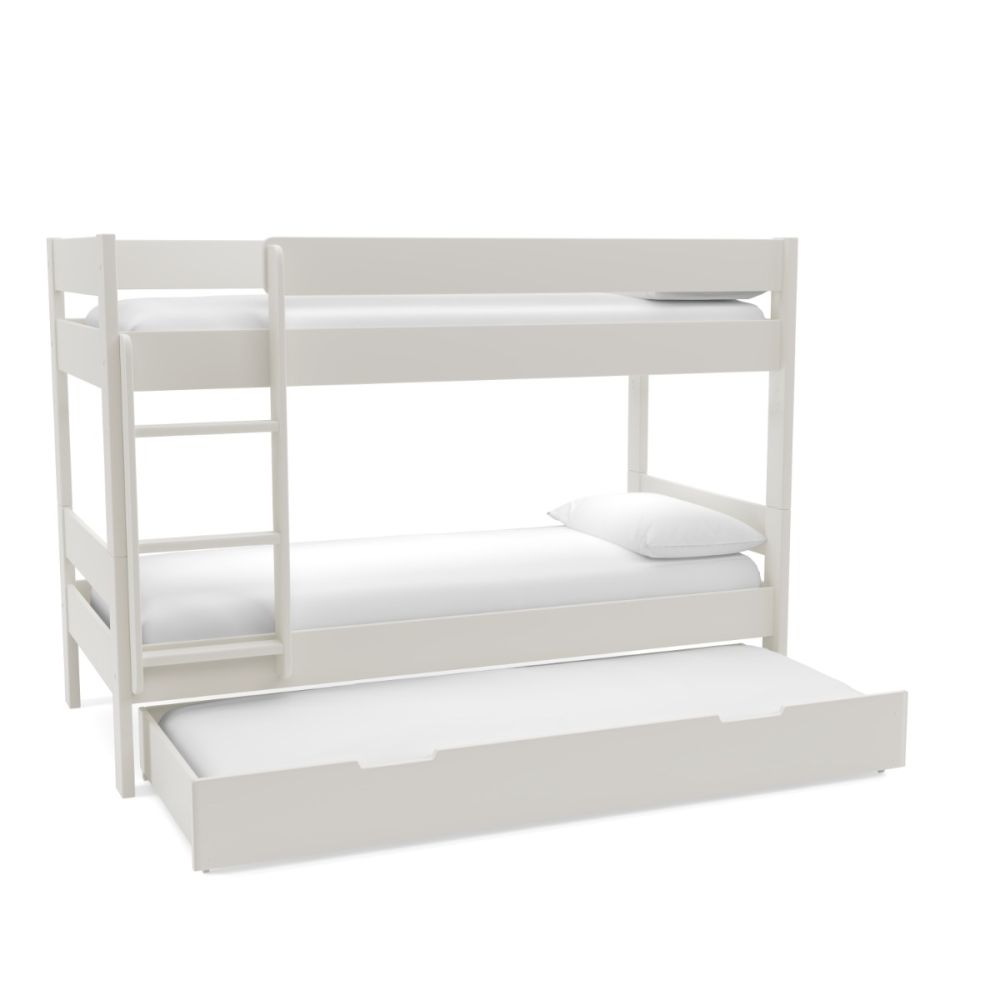 Compact Bunk Bed With Trundle Drawer And Trundle Mattress White