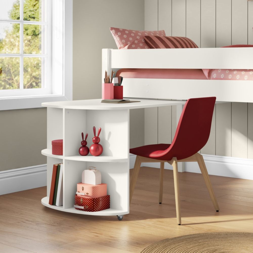 New Classic Midsleeper With Pull Out Desk White