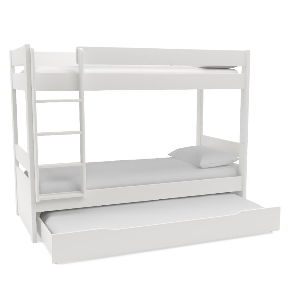 Uno White Bunk Bed With Trundle Drawer