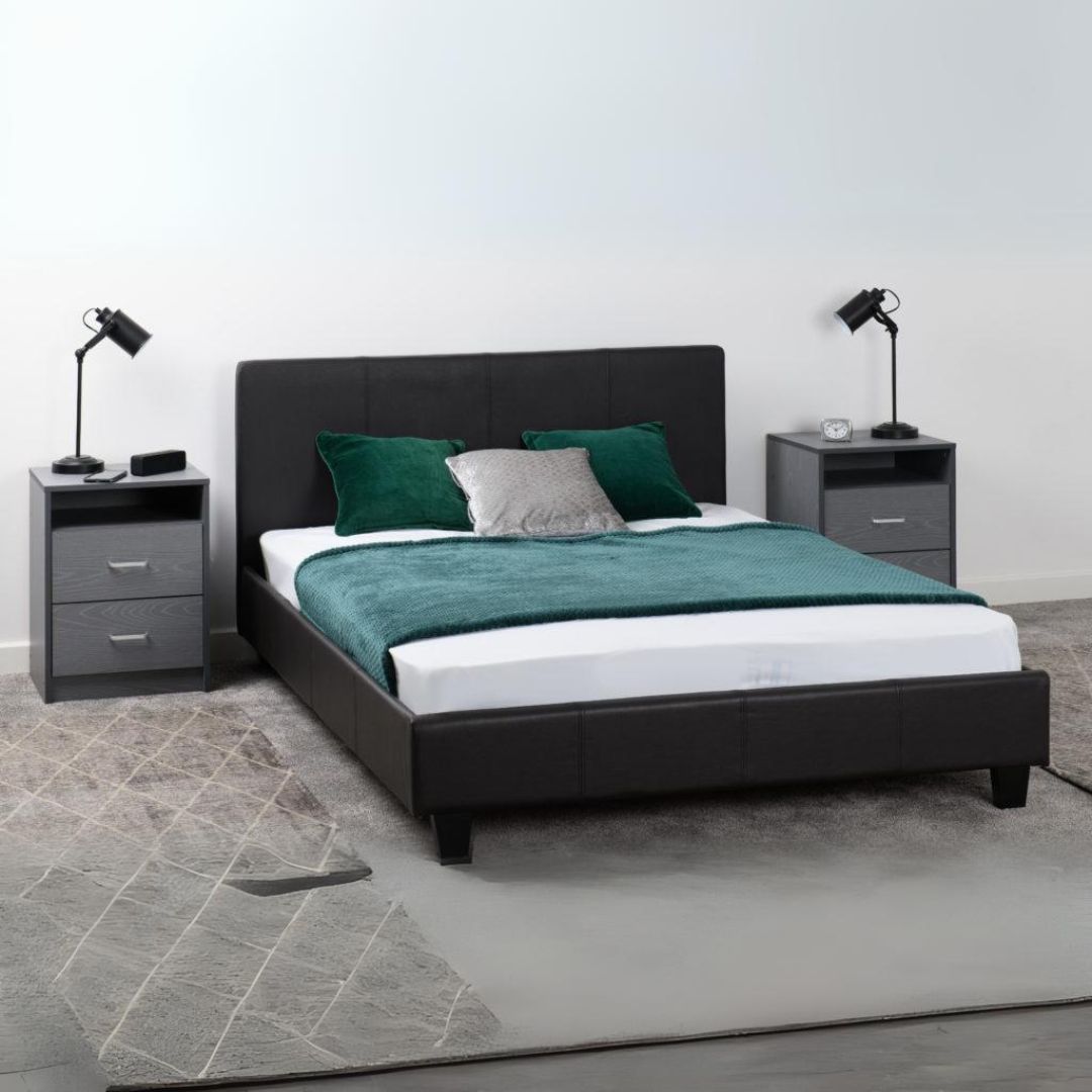 Prado 4FT6 Bed - Brown Faux Leather