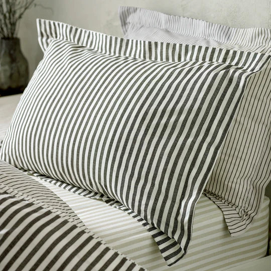 Yard Hebden Mélange Stripe 100% Cotton Duvet Cover Set Black