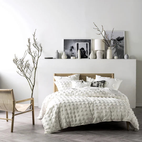 Linen House Haze Tufted 100% Cotton Duvet Cover Set White