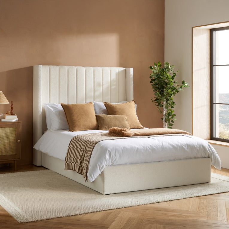 Maisey Ottoman Bed White Boucle