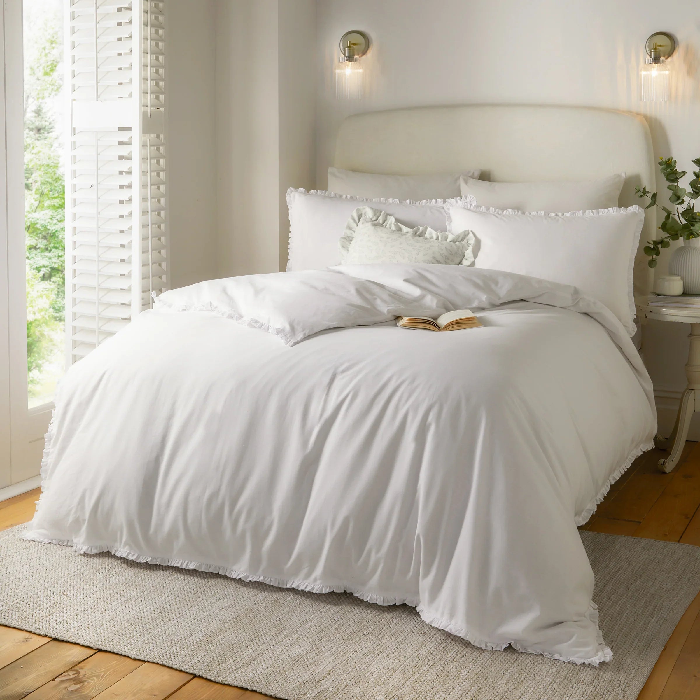 Tilly 100% Cotton Ruffle Duvet Cover Set White - Double