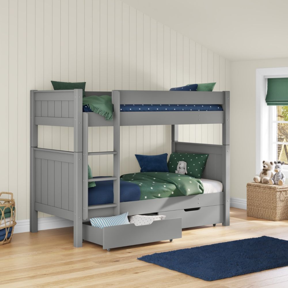 New Classic Bunk Bed With A Pair Of Drawers Grey