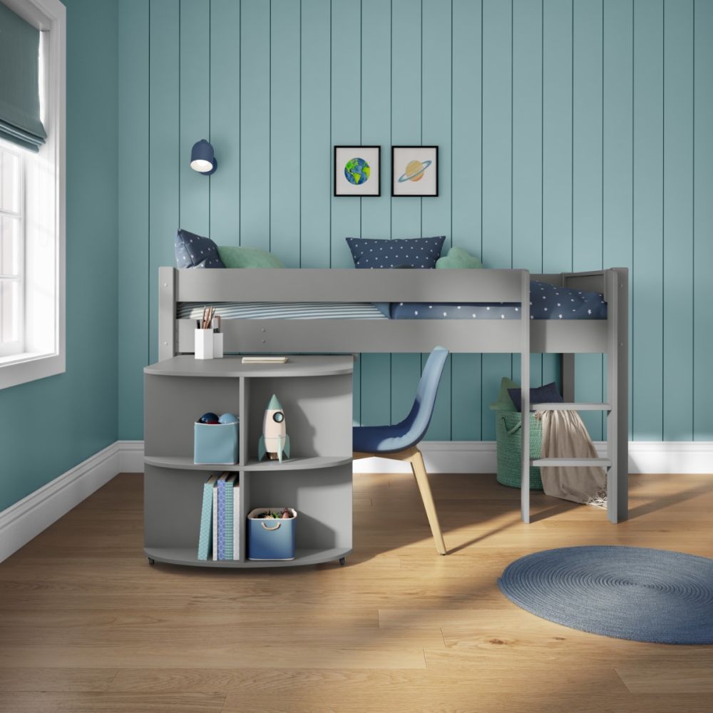 New Classic Midsleeper With Pull Out Desk Grey