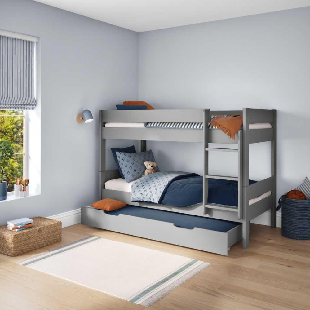 Compact Bunk Bed With Trundle Drawer Grey
