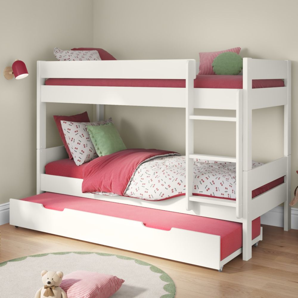 Compact Bunk Bed With Open Trundle White