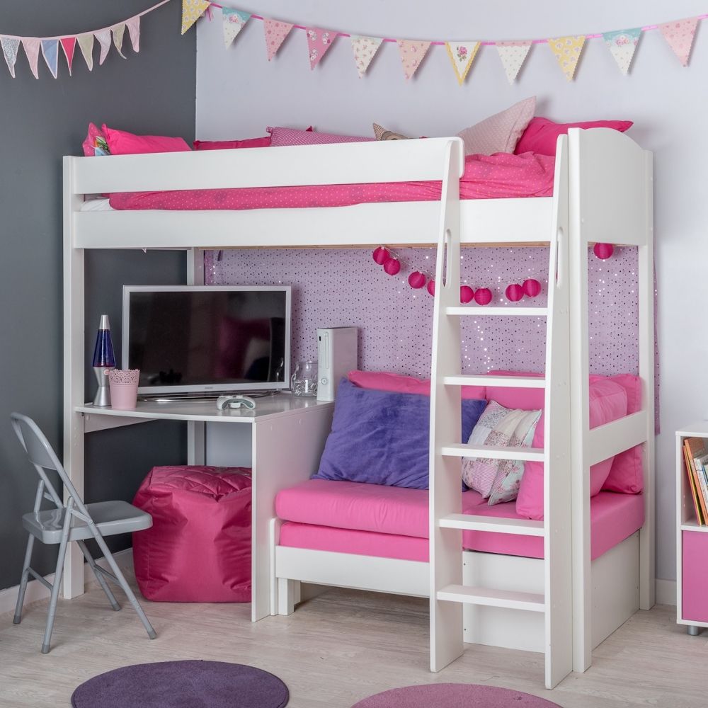 High sleeper, Sofa, Cube Sofa Pink Choose Door Colour  (1 Pair)