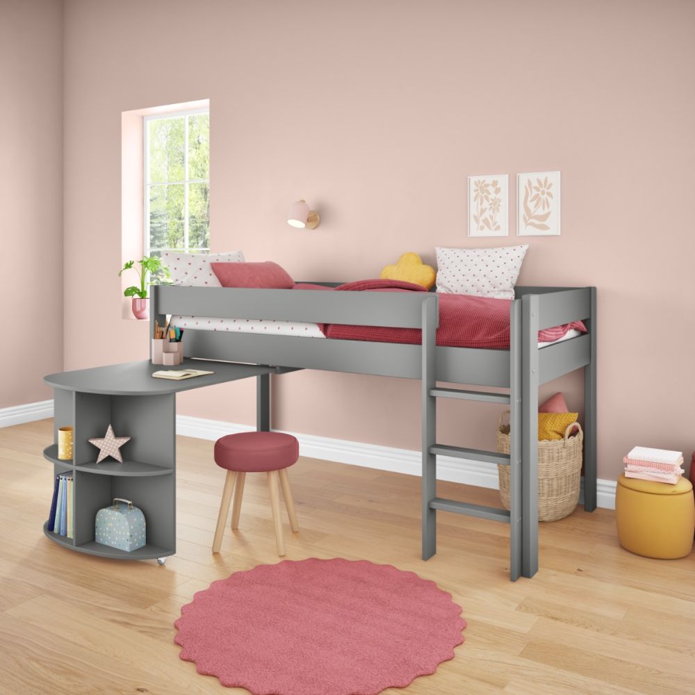 Uno Grey Midsleeper With Pull Out Desk