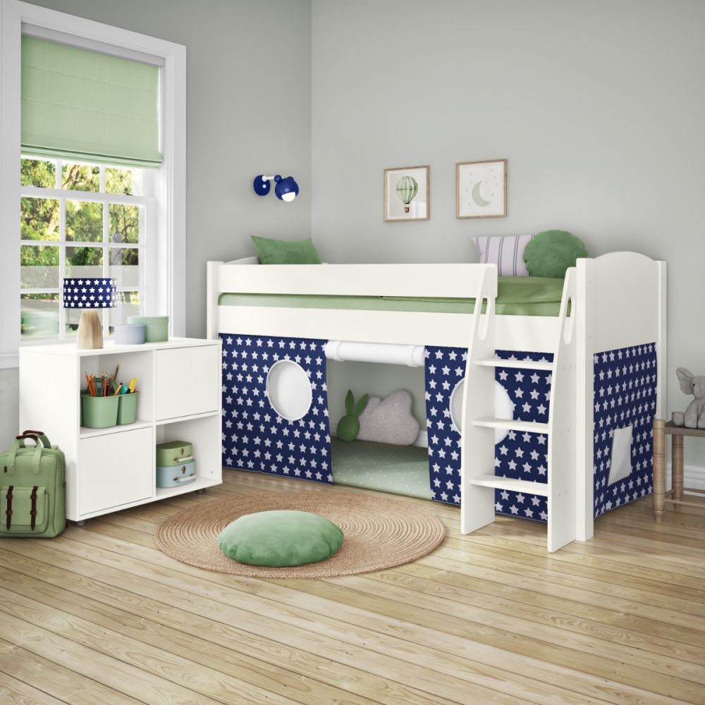 Stompa UNOS Mid Sleeper Frame White+ Blue Tent Stars